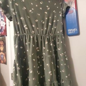 Mini green floral dress